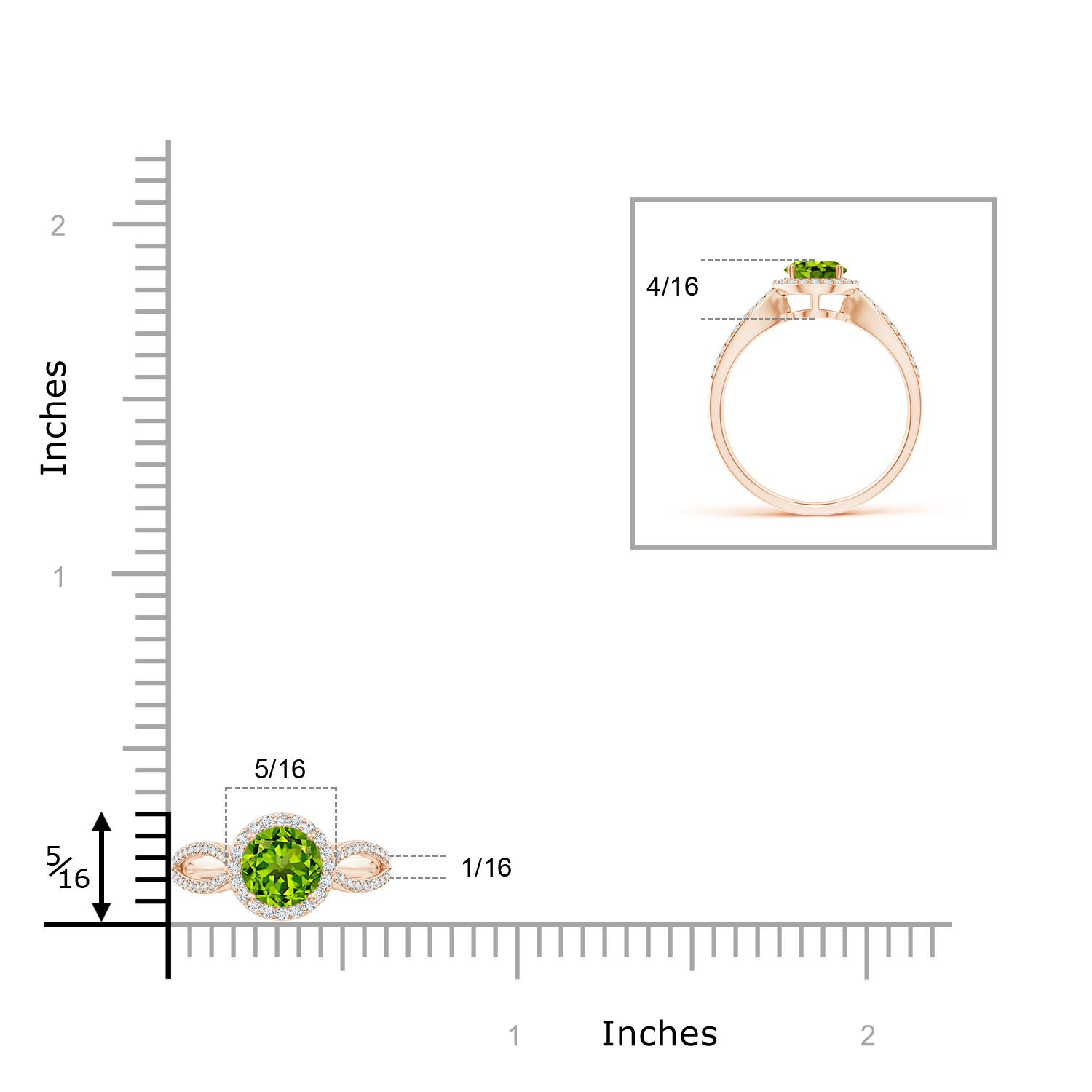 AAAA - Peridot / 1.23 CT / 14 KT Rose Gold