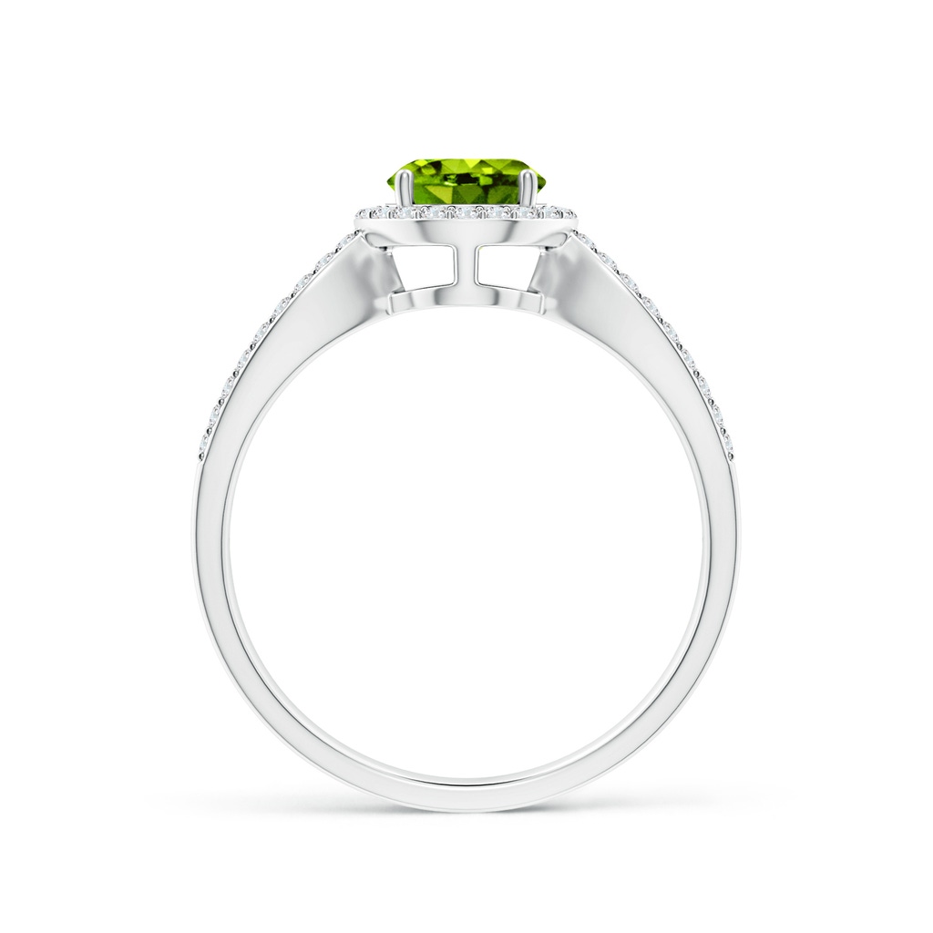 6mm AAAA Vintage Style Peridot Split Shank Ring with Diamond Halo in White Gold Side 1