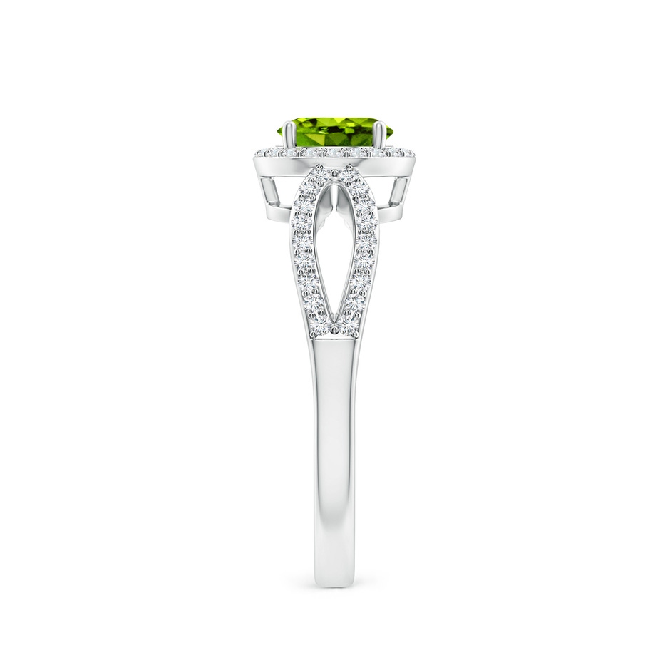 6mm AAAA Vintage Style Peridot Split Shank Ring with Diamond Halo in White Gold side 2