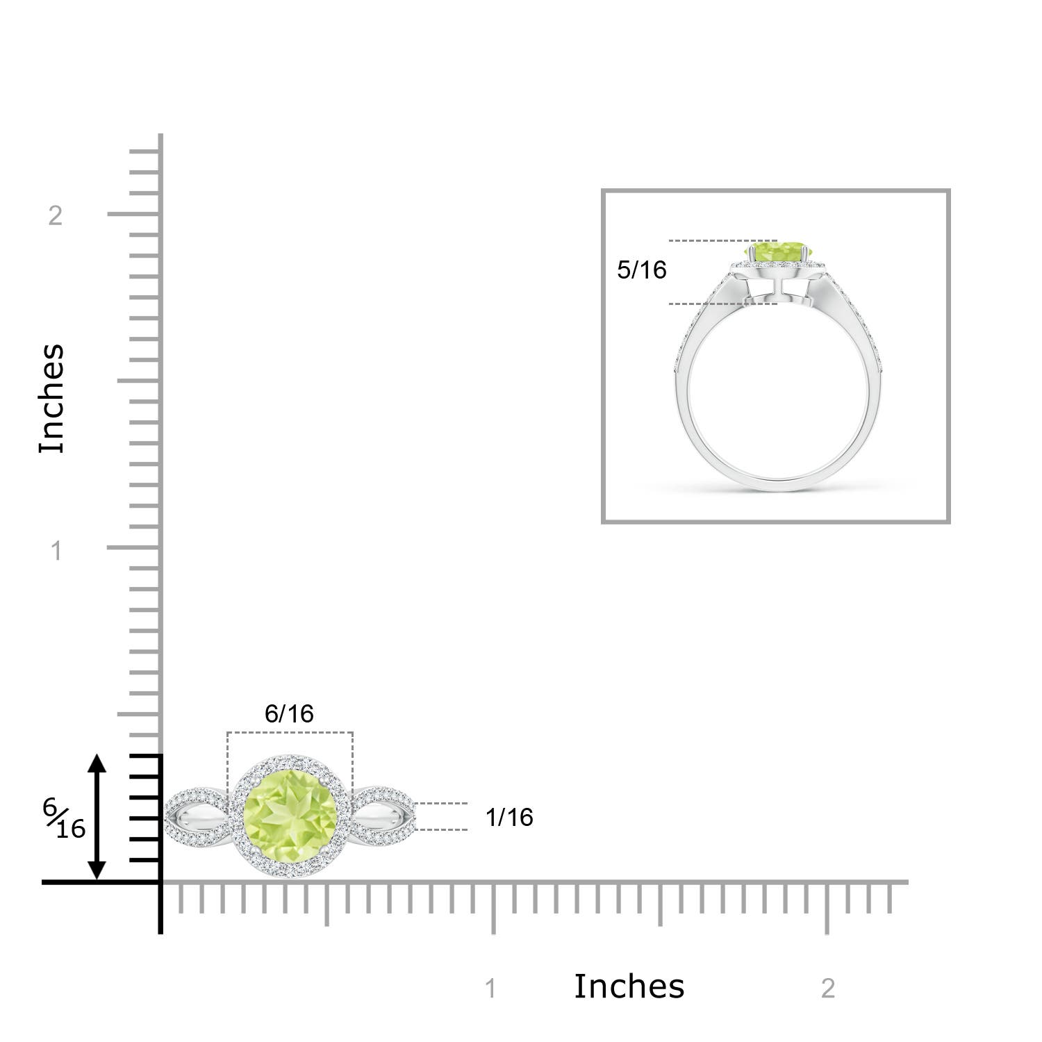 A - Peridot / 1.74 CT / 14 KT White Gold