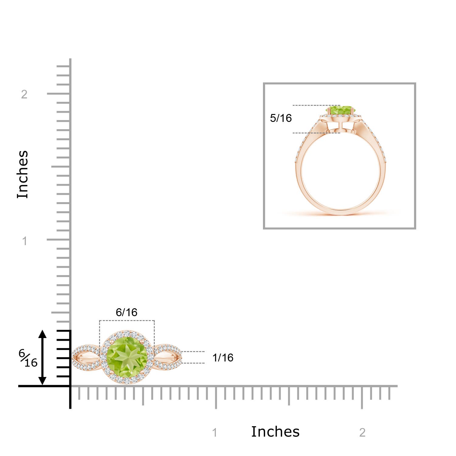 AA - Peridot / 1.74 CT / 14 KT Rose Gold