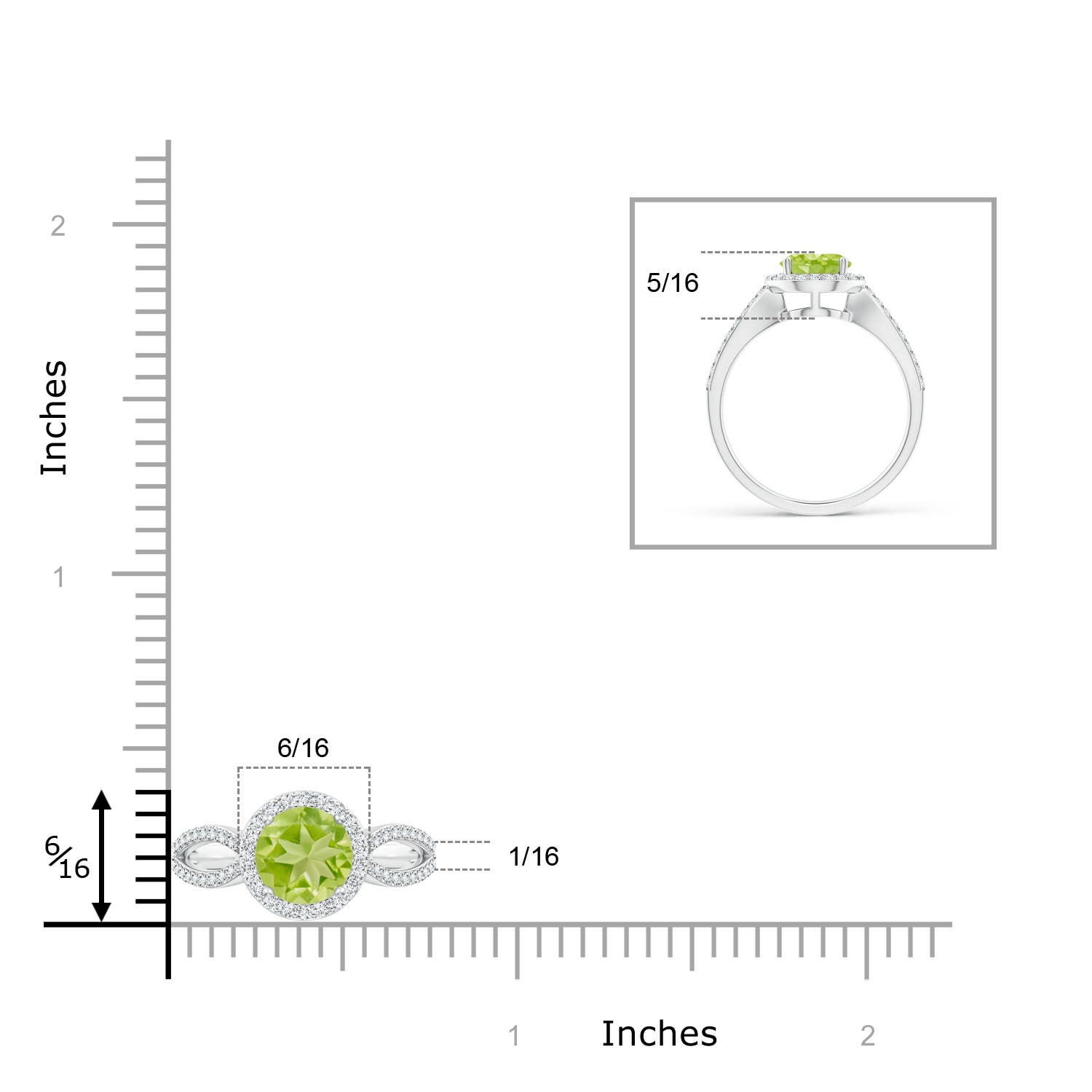 AA - Peridot / 1.74 CT / 14 KT White Gold