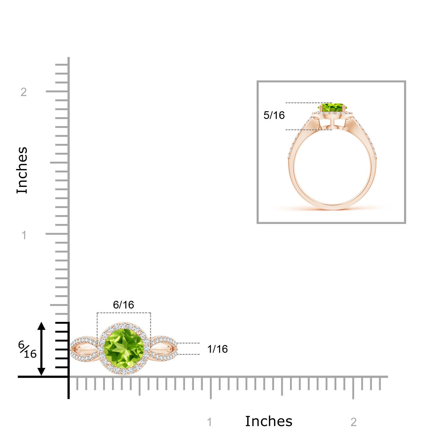 AAA - Peridot / 1.74 CT / 14 KT Rose Gold