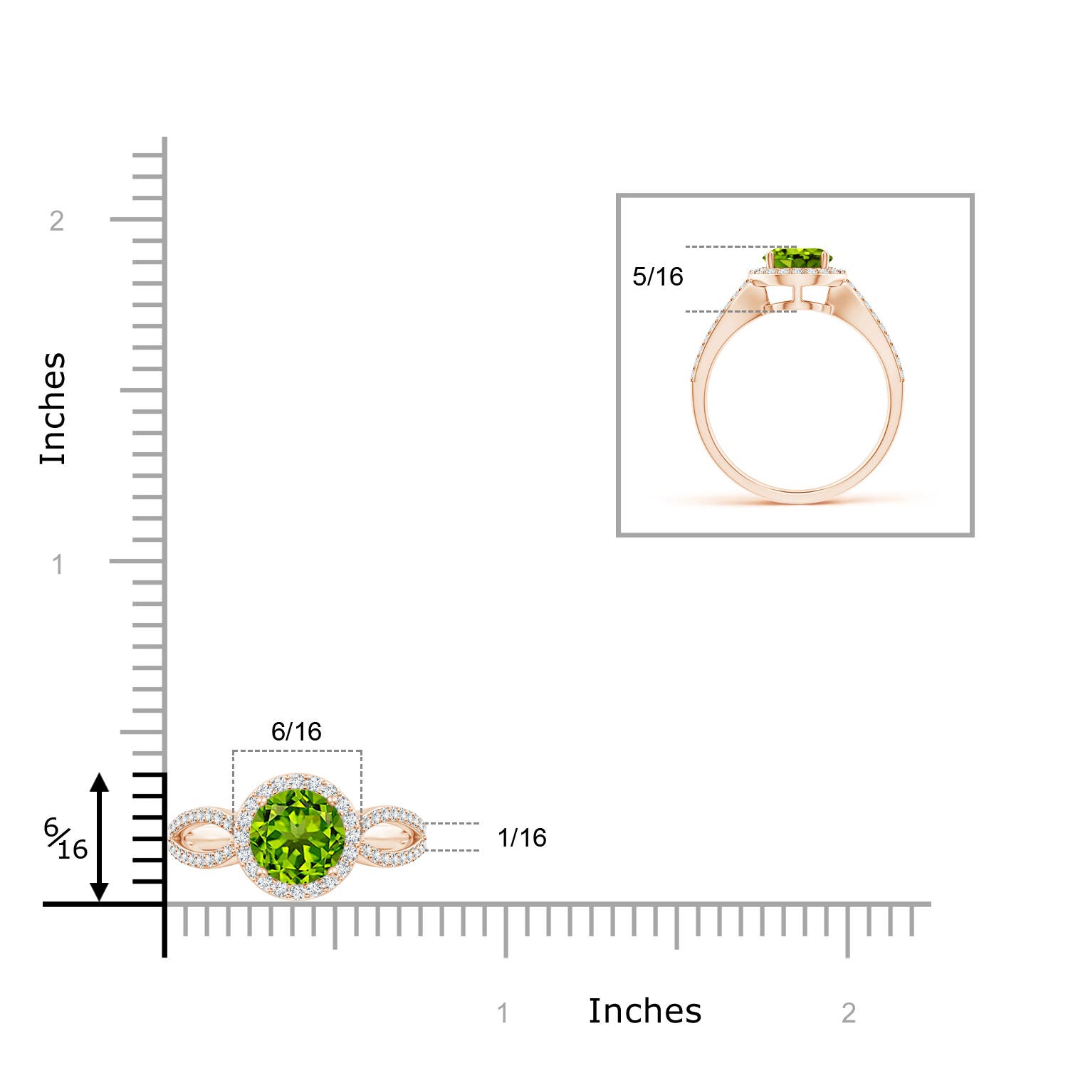 AAAA - Peridot / 1.74 CT / 14 KT Rose Gold