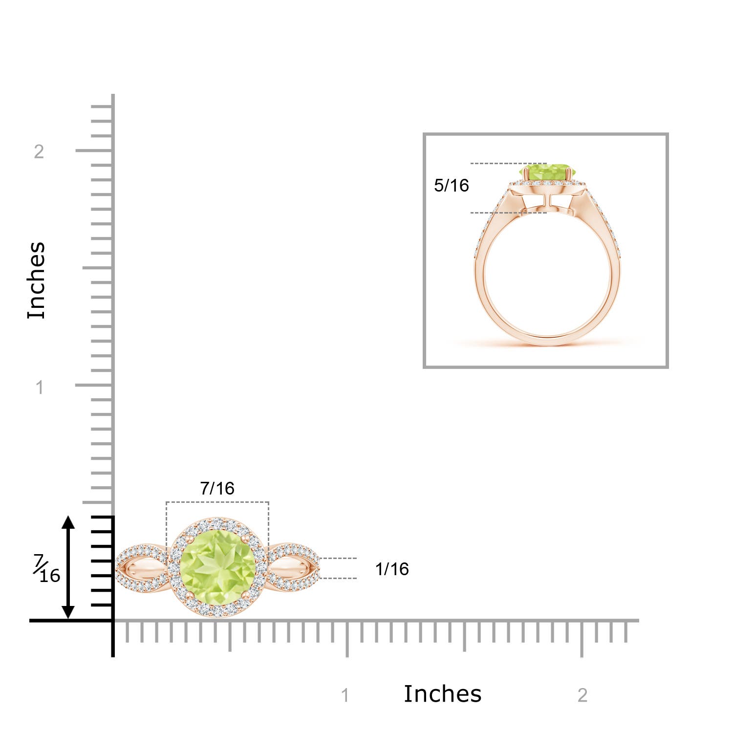 A - Peridot / 2.46 CT / 14 KT Rose Gold