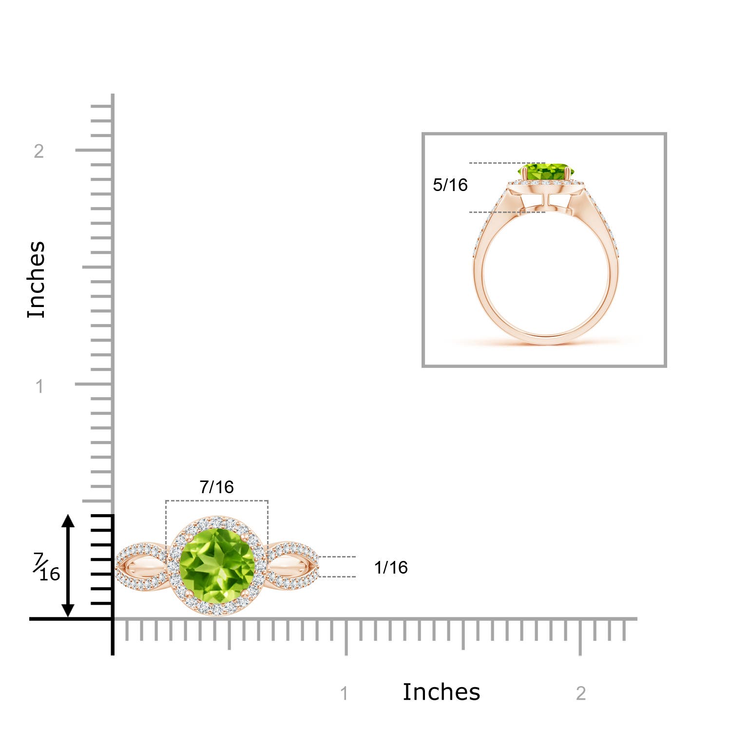 AAA - Peridot / 2.46 CT / 14 KT Rose Gold