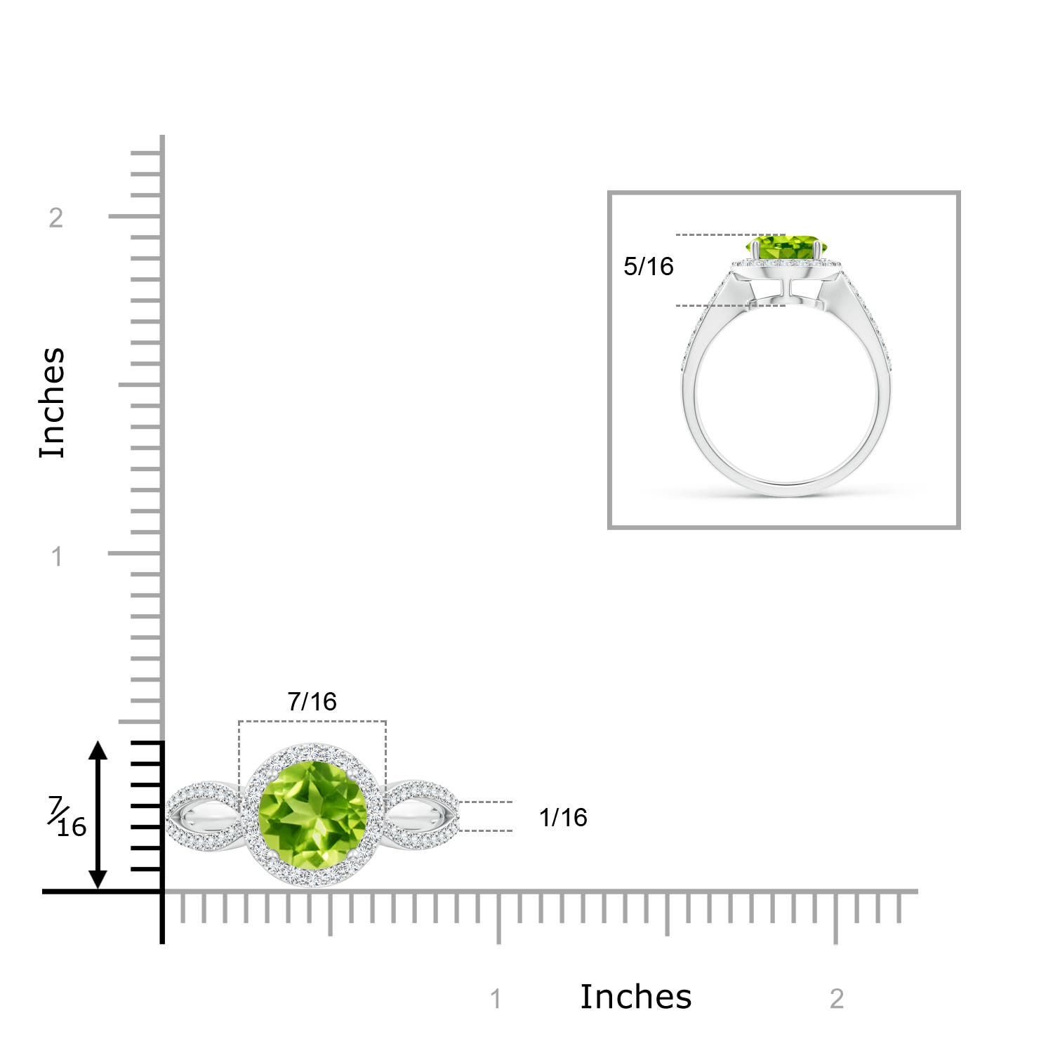 AAA - Peridot / 2.46 CT / 14 KT White Gold