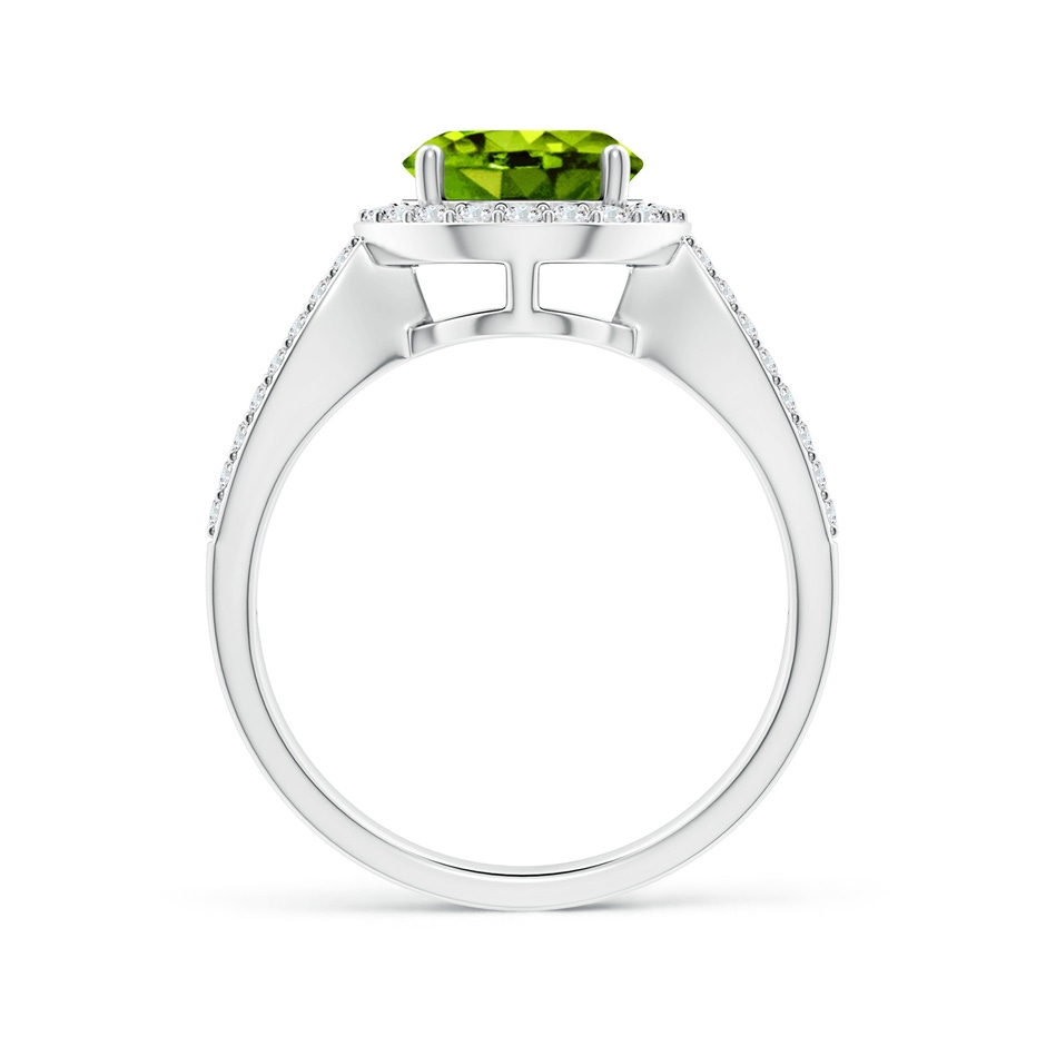 8mm AAAA Vintage Style Peridot Split Shank Ring with Diamond Halo in P950 Platinum side 1