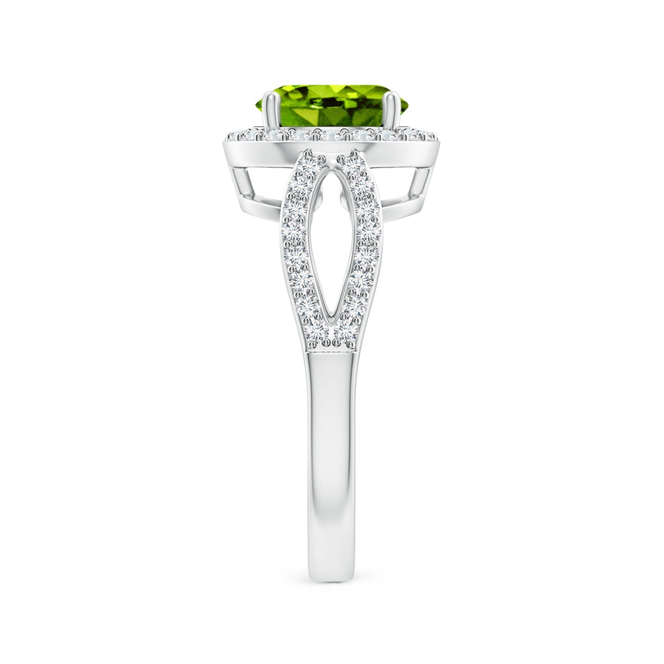 8mm AAAA Vintage Style Peridot Split Shank Ring with Diamond Halo in P950 Platinum side 2