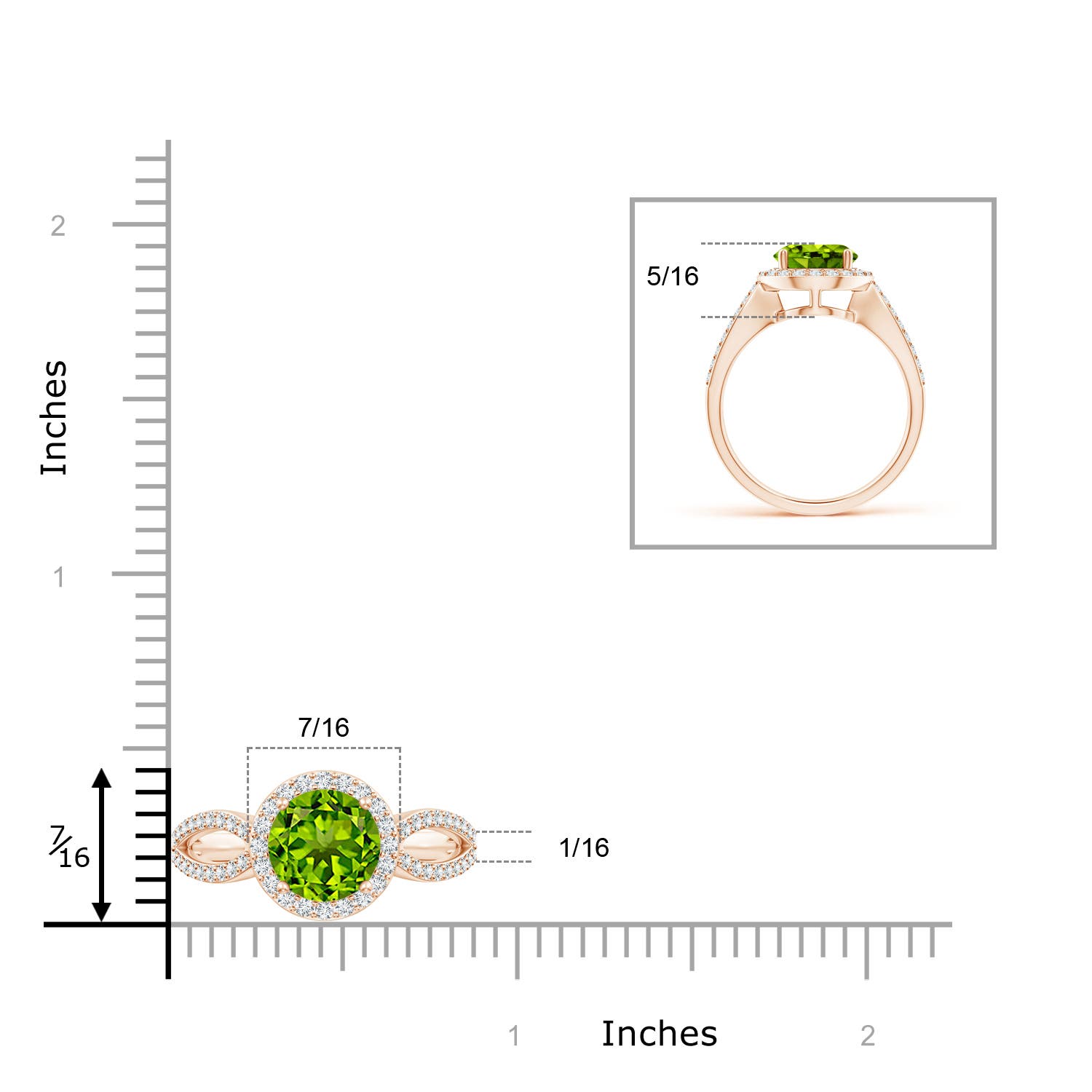 AAAA - Peridot / 2.46 CT / 14 KT Rose Gold