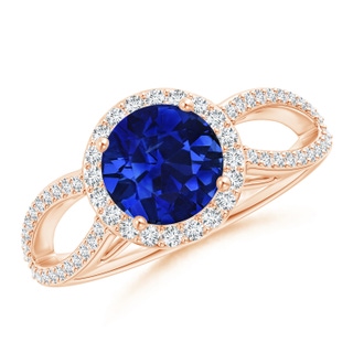 7.46-7.60x5.68mm AAA Vintage Style GIA Certified Sapphire Split Shank Ring in 10K Rose Gold