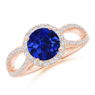 7.46-7.60x5.68mm AAA Vintage Style GIA Certified Sapphire Split Shank Ring in 18K Rose Gold