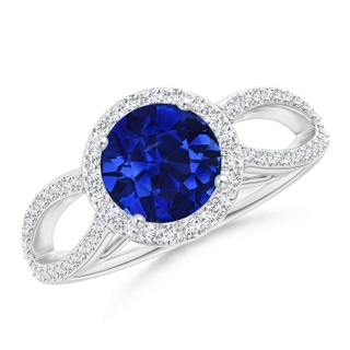 7.46-7.60x5.68mm AAA Vintage Style GIA Certified Sapphire Split Shank Ring in White Gold