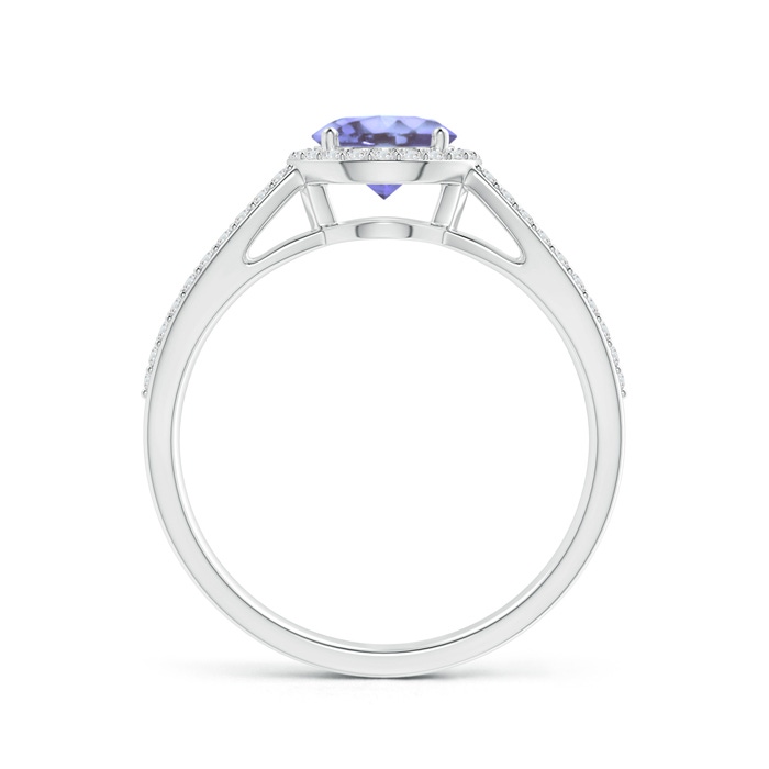6mm A Vintage Style Tanzanite Split Shank Ring with Diamond Halo in P950 Platinum side-1