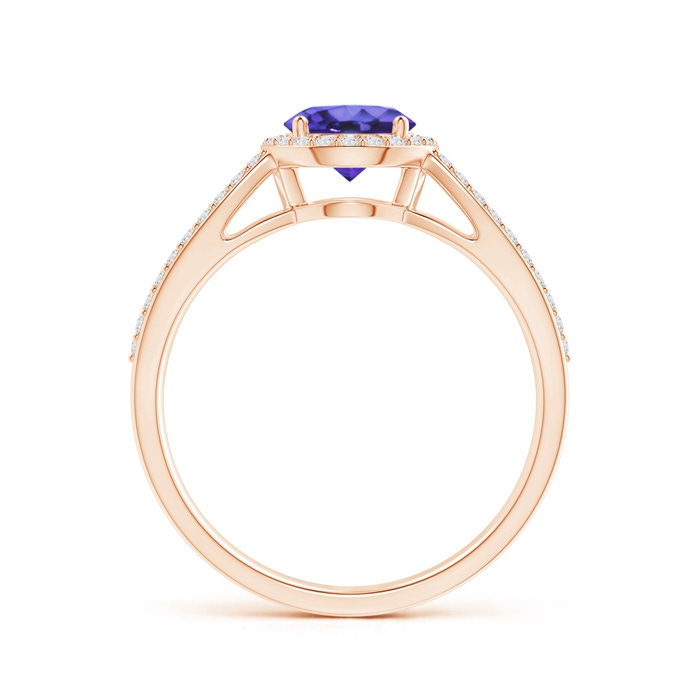 6mm AA Vintage Style Tanzanite Split Shank Ring with Diamond Halo in Rose Gold side-1