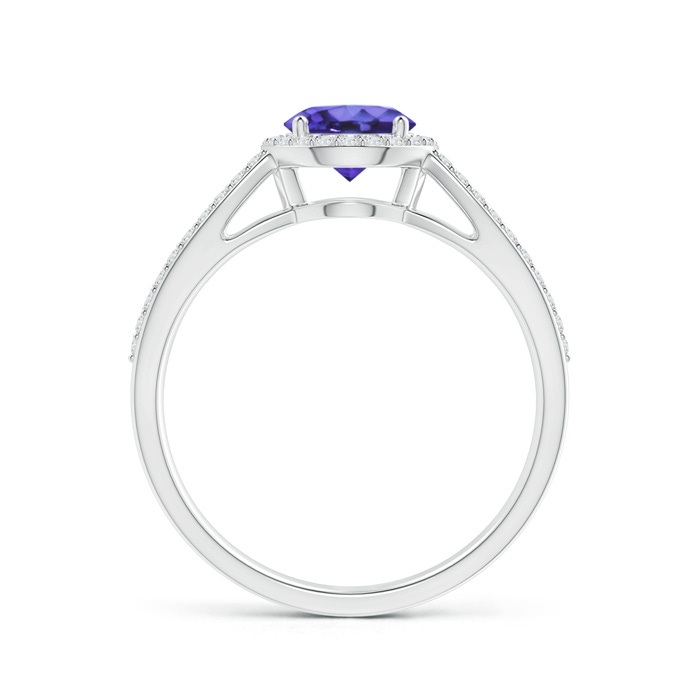 6mm AA Vintage Style Tanzanite Split Shank Ring with Diamond Halo in White Gold side-1