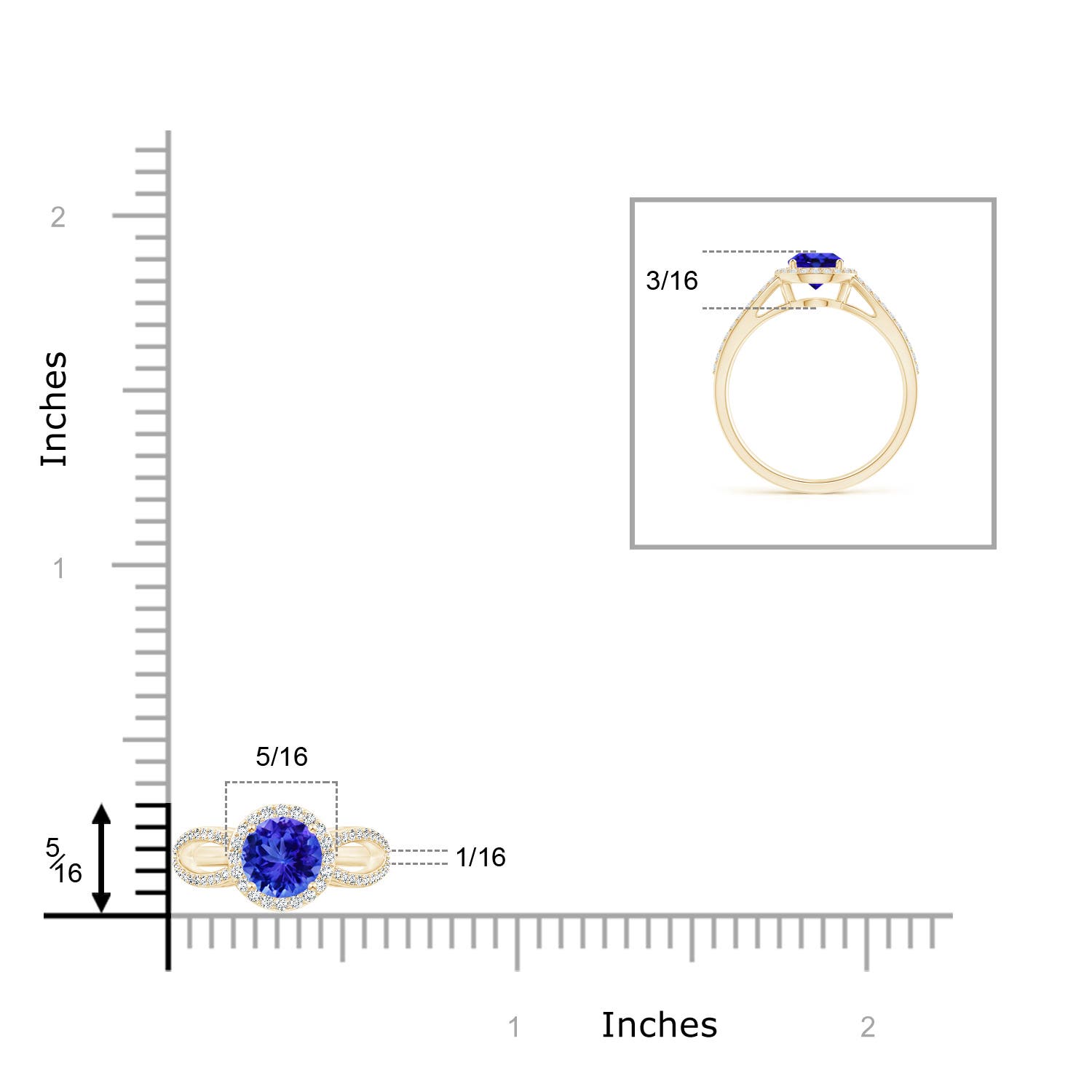 AAA - Tanzanite / 1.18 CT / 14 KT Yellow Gold