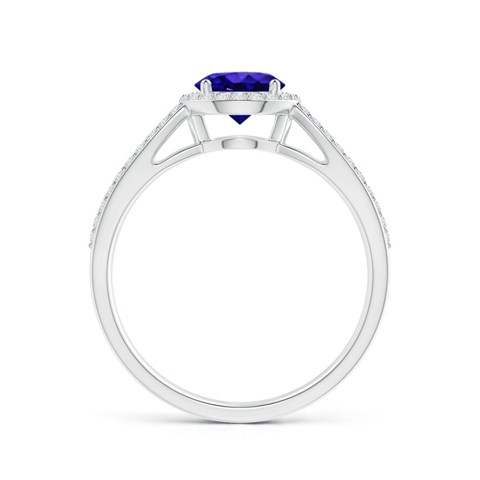 6mm AAAA Vintage Style Tanzanite Split Shank Ring with Diamond Halo in P950 Platinum side-1
