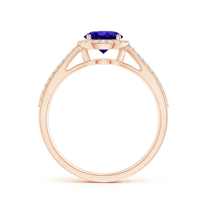 6mm AAAA Vintage Style Tanzanite Split Shank Ring with Diamond Halo in Rose Gold side-1