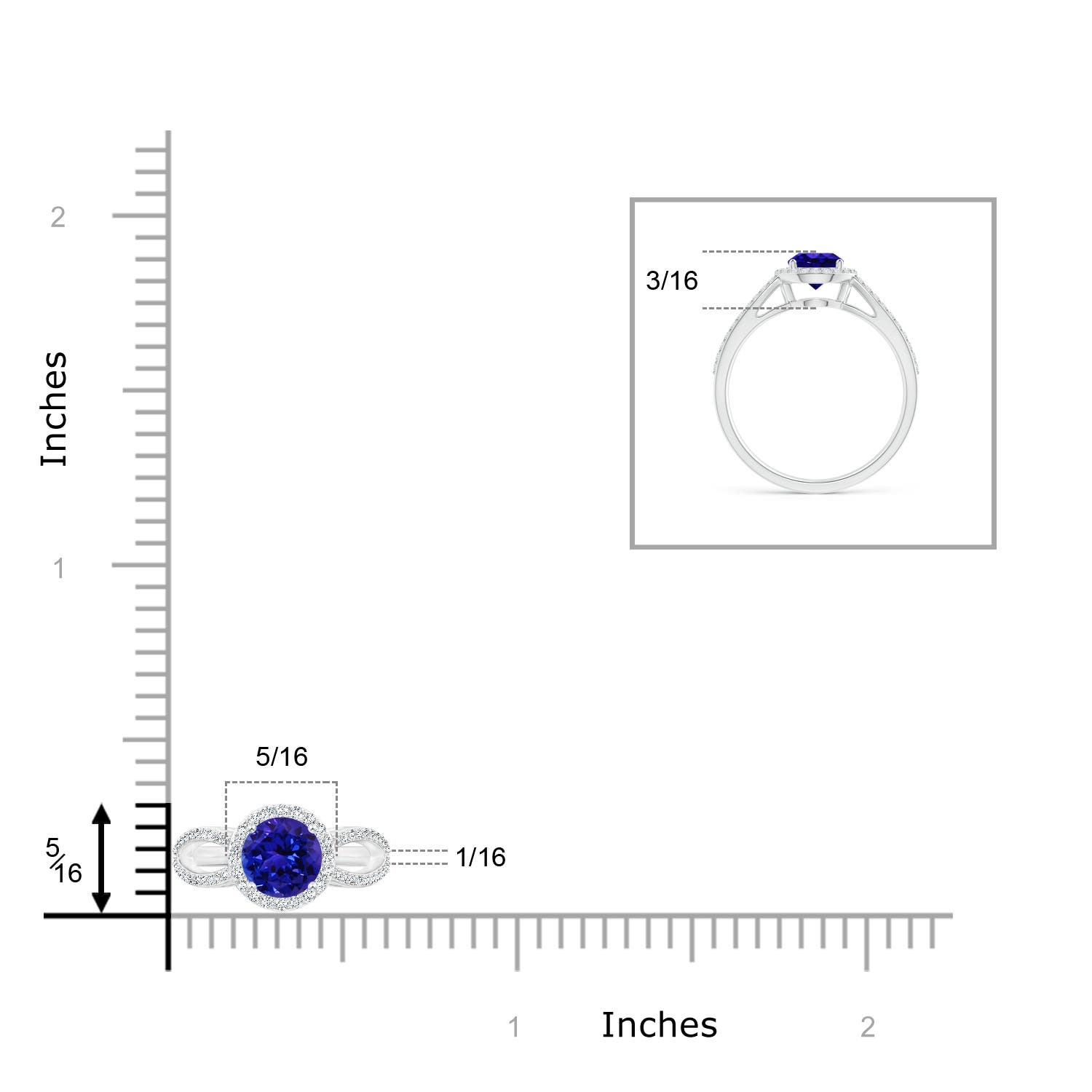 AAAA - Tanzanite / 1.18 CT / 14 KT White Gold