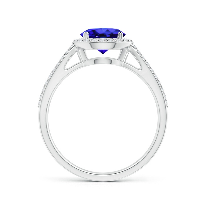 7mm AAA Vintage Style Tanzanite Split Shank Ring with Diamond Halo in White Gold side-1