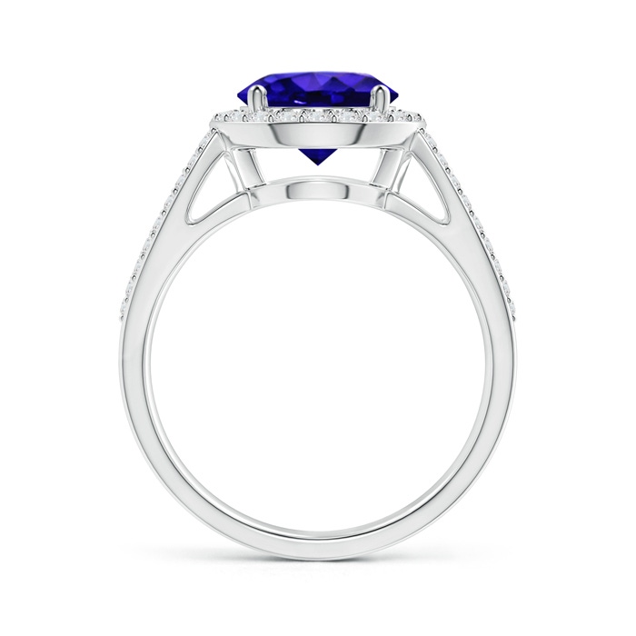 8mm AAAA Vintage Style Tanzanite Split Shank Ring with Diamond Halo in P950 Platinum side-1