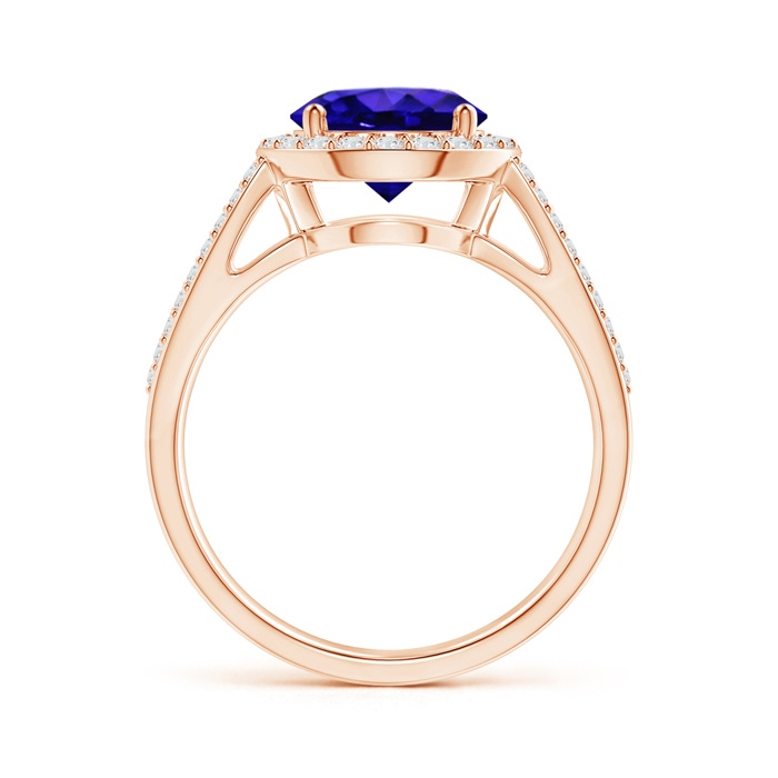 8mm AAAA Vintage Style Tanzanite Split Shank Ring with Diamond Halo in Rose Gold side-1