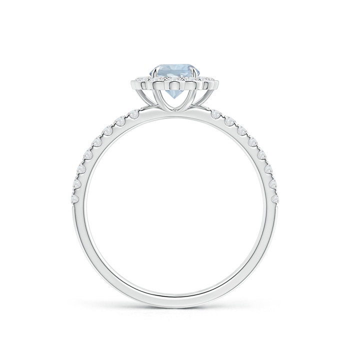5mm A Vintage Style Aquamarine Flower Ring with Diamond Accents in White Gold side-1