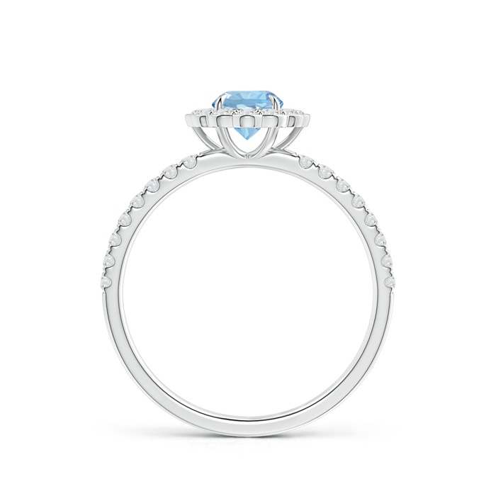 5mm AAA Vintage Style Aquamarine Flower Ring with Diamond Accents in White Gold side-1