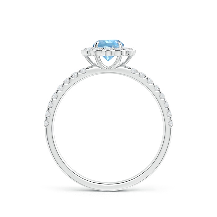 5mm AAAA Vintage Style Aquamarine Flower Ring with Diamond Accents in White Gold side-1