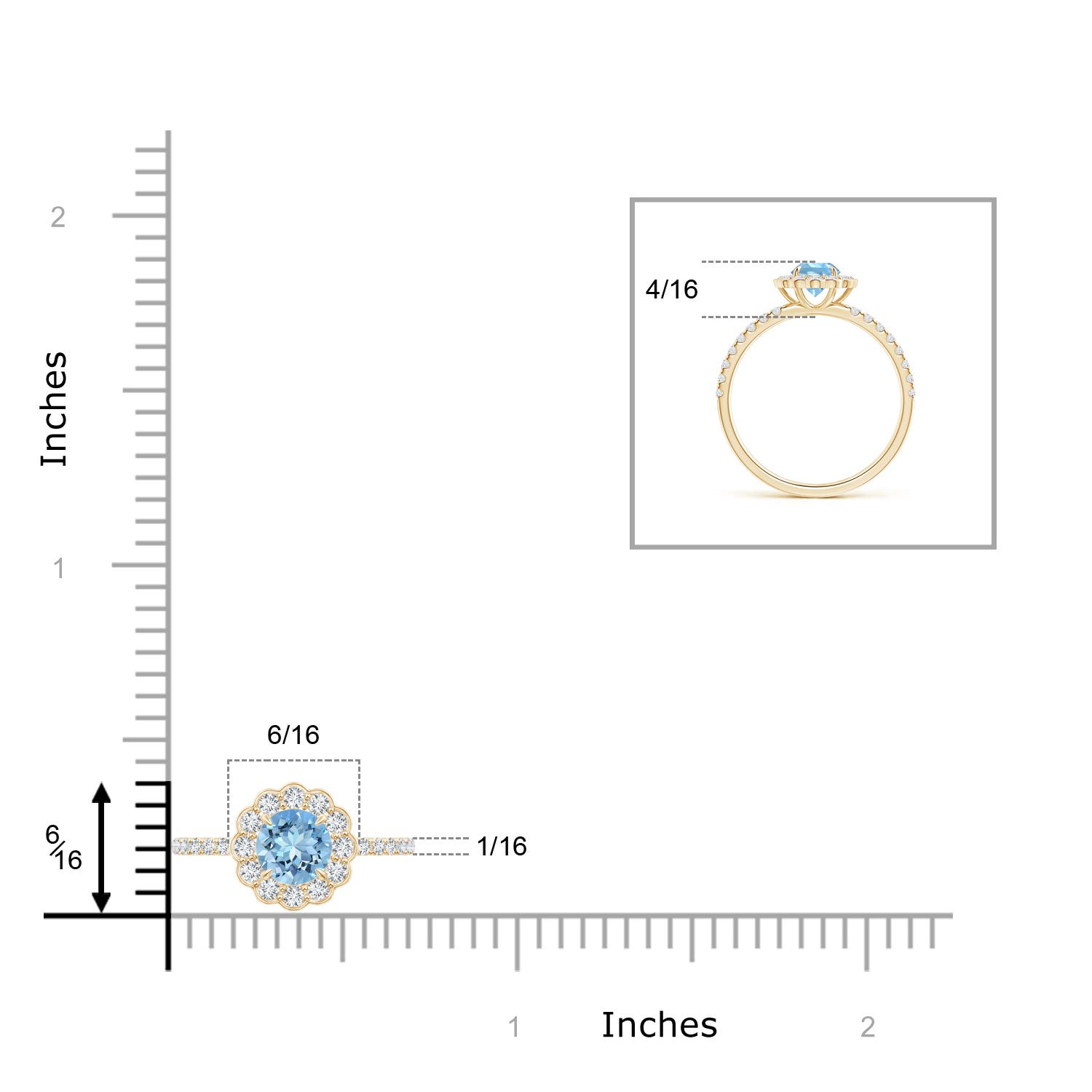 AAAA - Aquamarine / 0.7 CT / 14 KT Yellow Gold