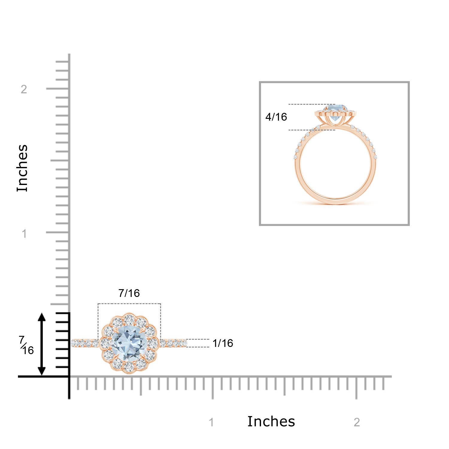 A - Aquamarine / 1.24 CT / 14 KT Rose Gold