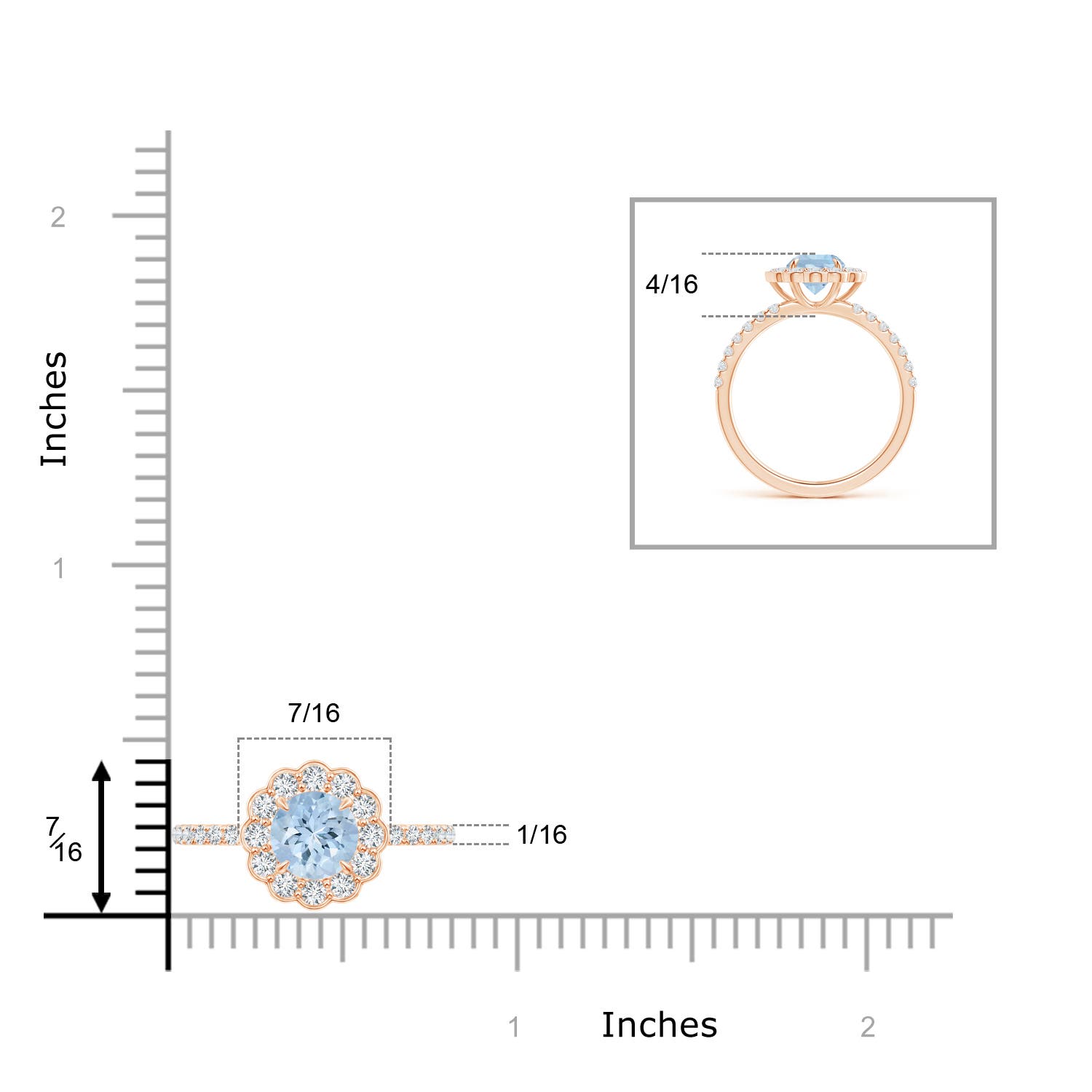 AA - Aquamarine / 1.24 CT / 14 KT Rose Gold