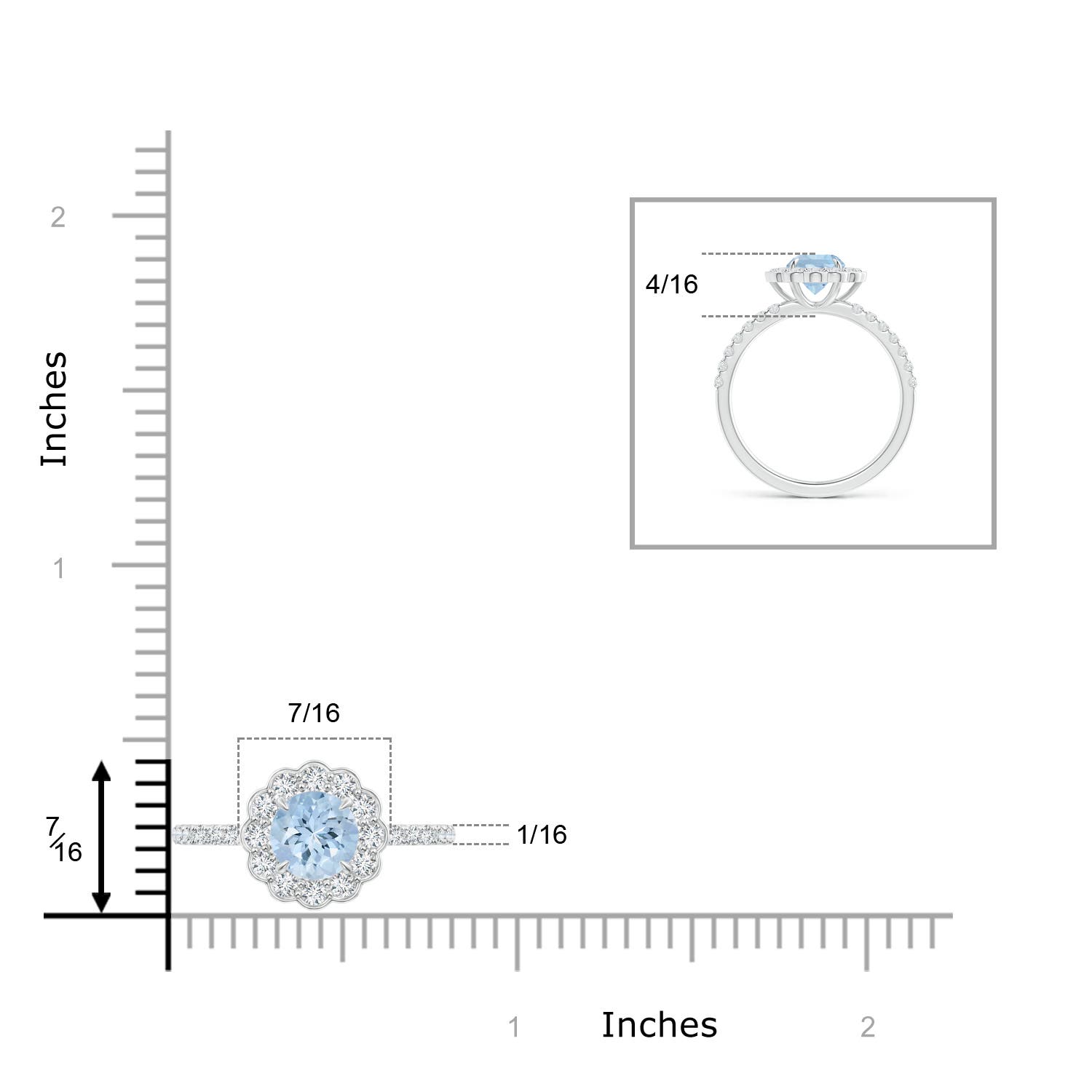 AA - Aquamarine / 1.24 CT / 14 KT White Gold