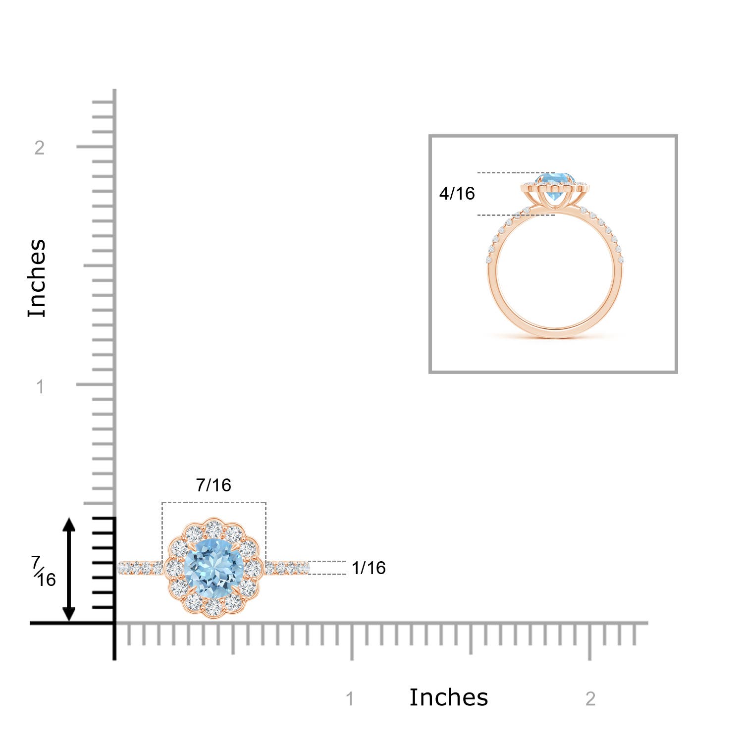 AAAA - Aquamarine / 1.24 CT / 14 KT Rose Gold