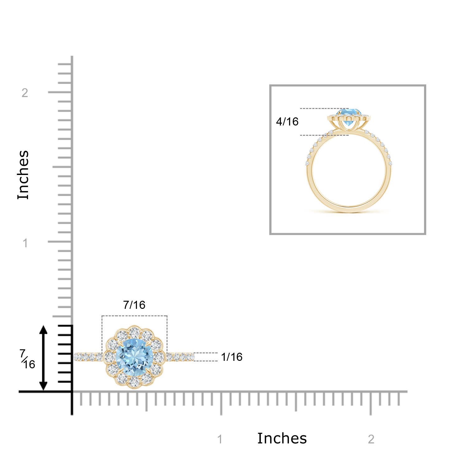 AAAA - Aquamarine / 1.24 CT / 14 KT Yellow Gold