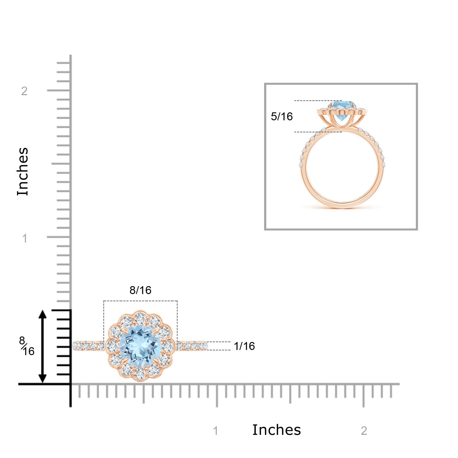 AAA - Aquamarine / 1.78 CT / 14 KT Rose Gold