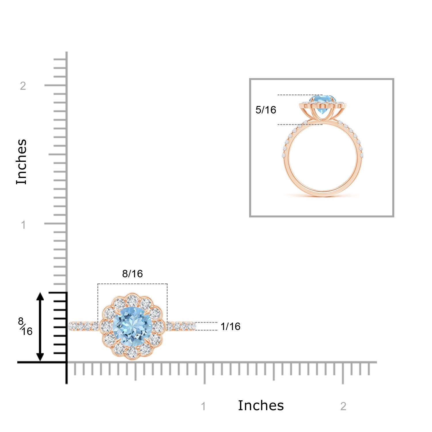 AAAA - Aquamarine / 1.78 CT / 14 KT Rose Gold