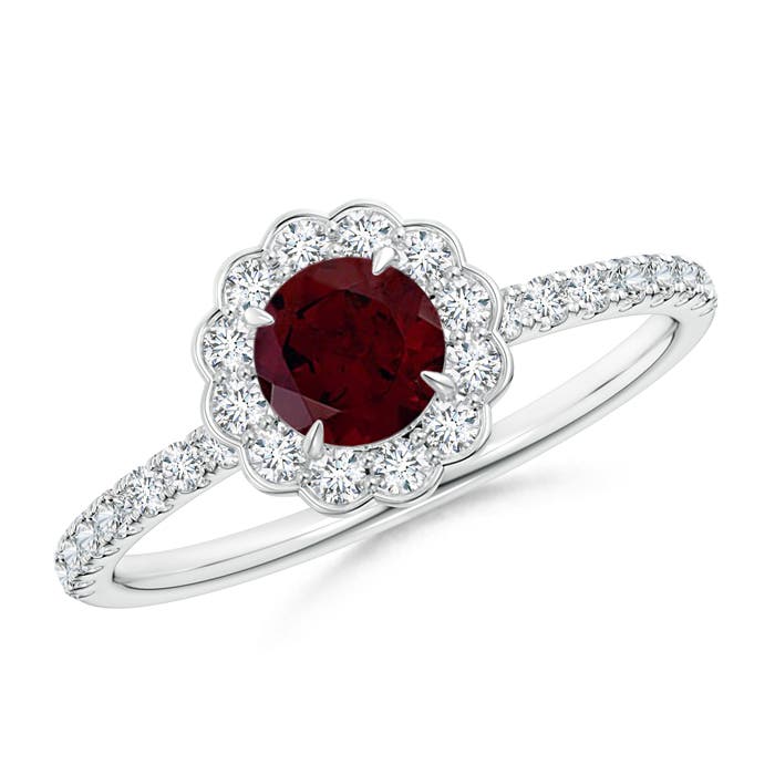 A - Garnet / 0.9 CT / 14 KT White Gold