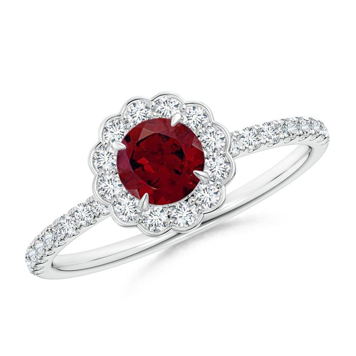 AA - Garnet / 0.9 CT / 14 KT White Gold