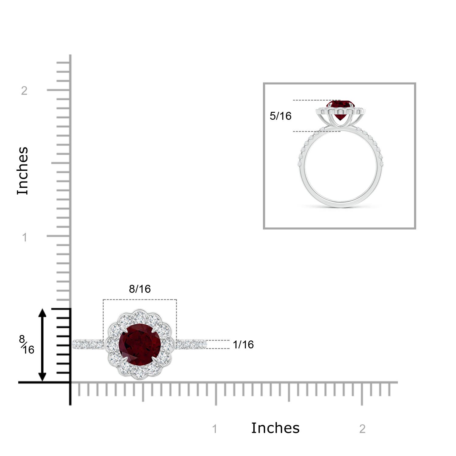 A - Garnet / 2.16 CT / 14 KT White Gold