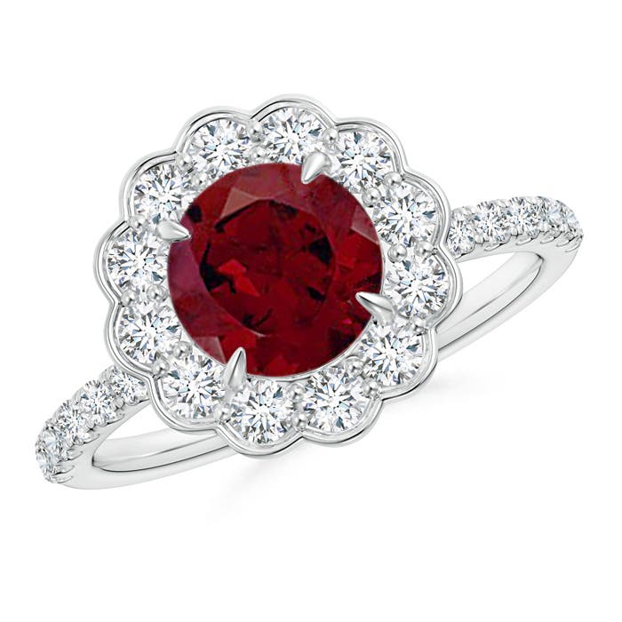 AA - Garnet / 2.16 CT / 14 KT White Gold