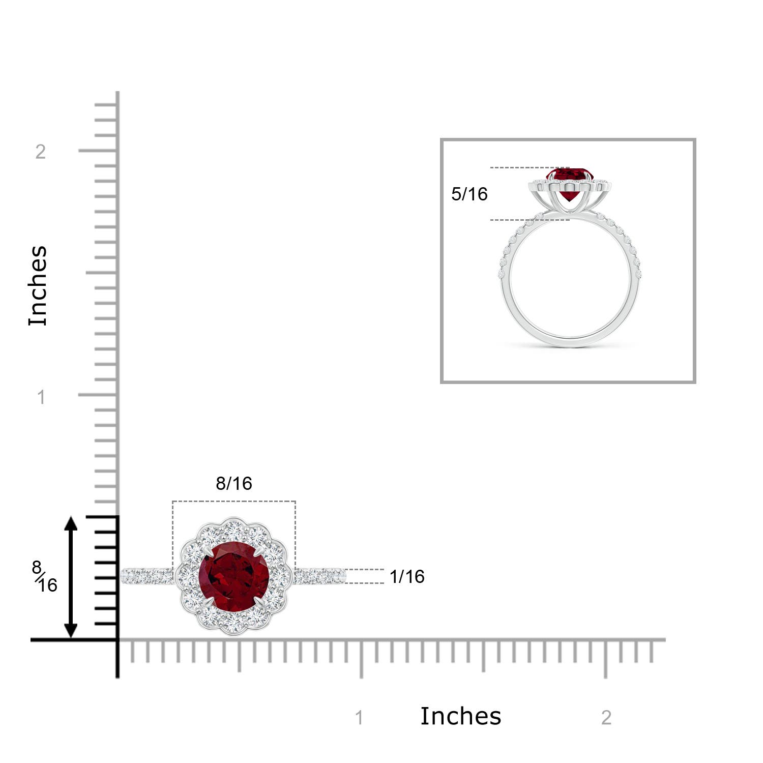 AA - Garnet / 2.16 CT / 14 KT White Gold