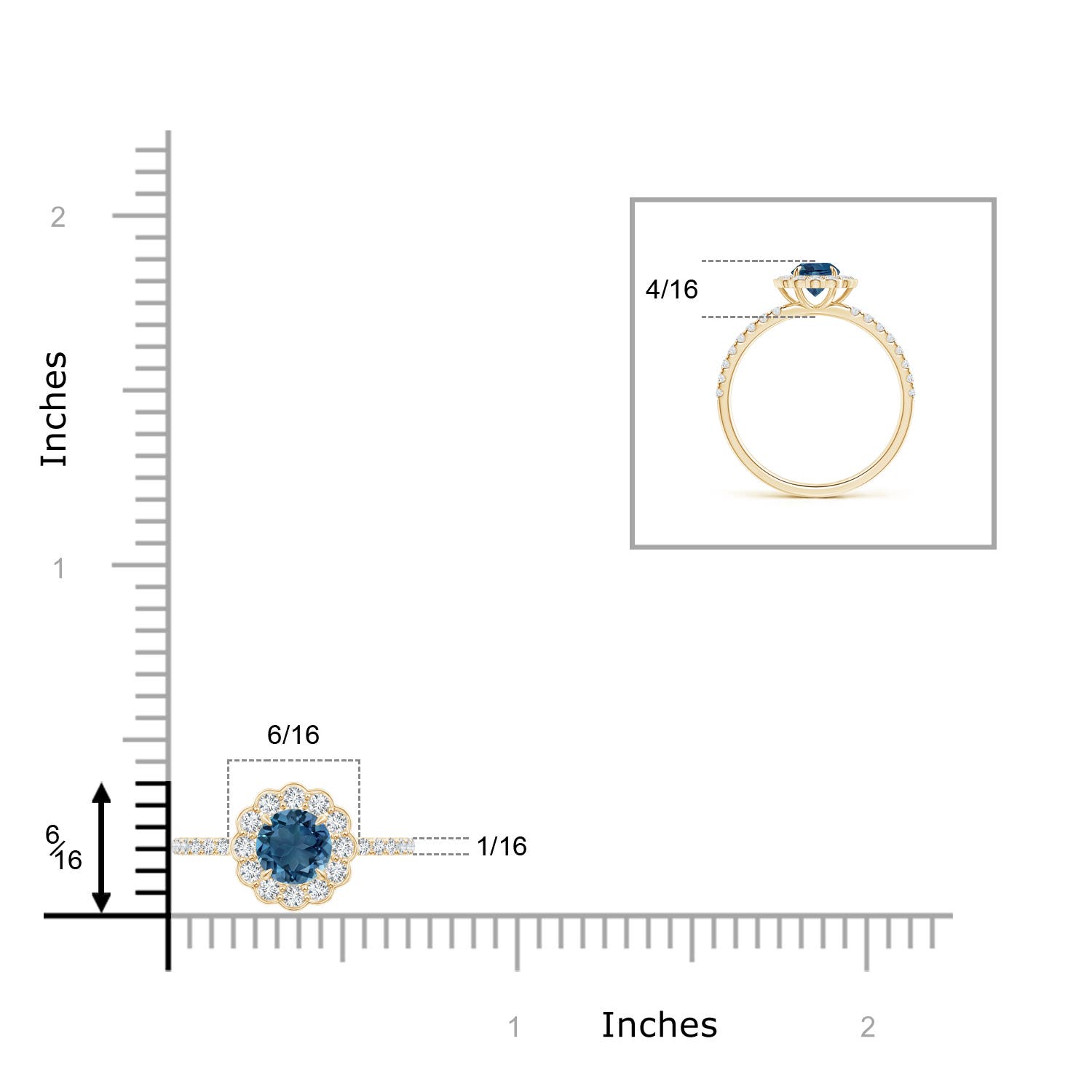 AA - London Blue Topaz / 0.9 CT / 14 KT Yellow Gold