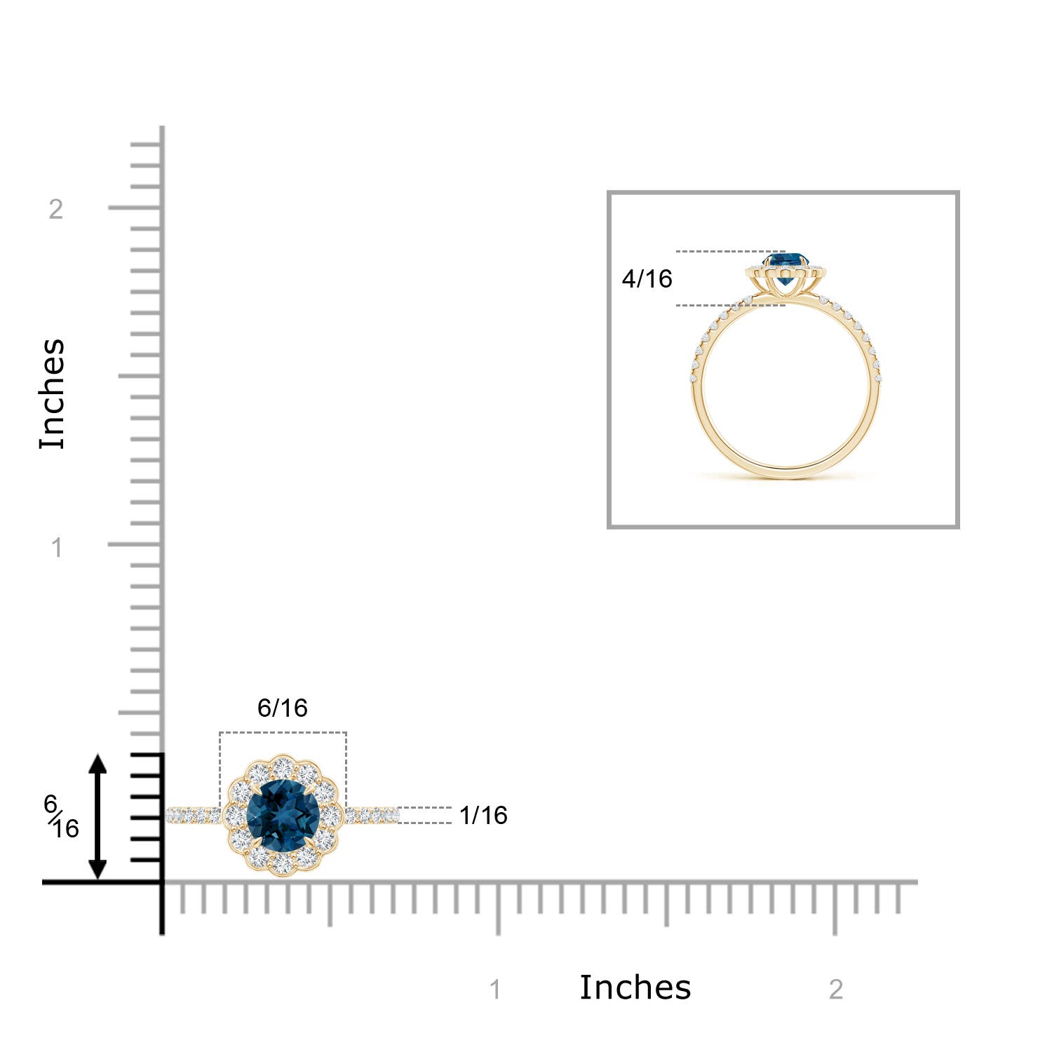 AAA - London Blue Topaz / 0.9 CT / 14 KT Yellow Gold