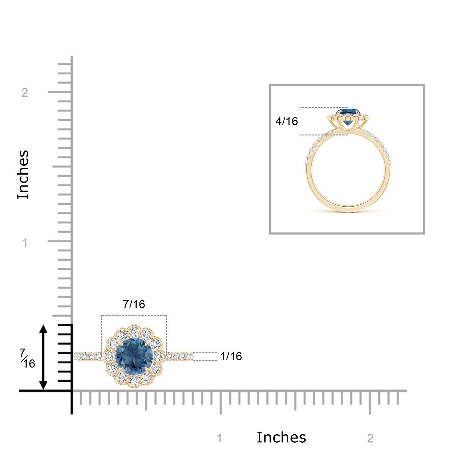 A - London Blue Topaz / 1.47 CT / 14 KT Yellow Gold