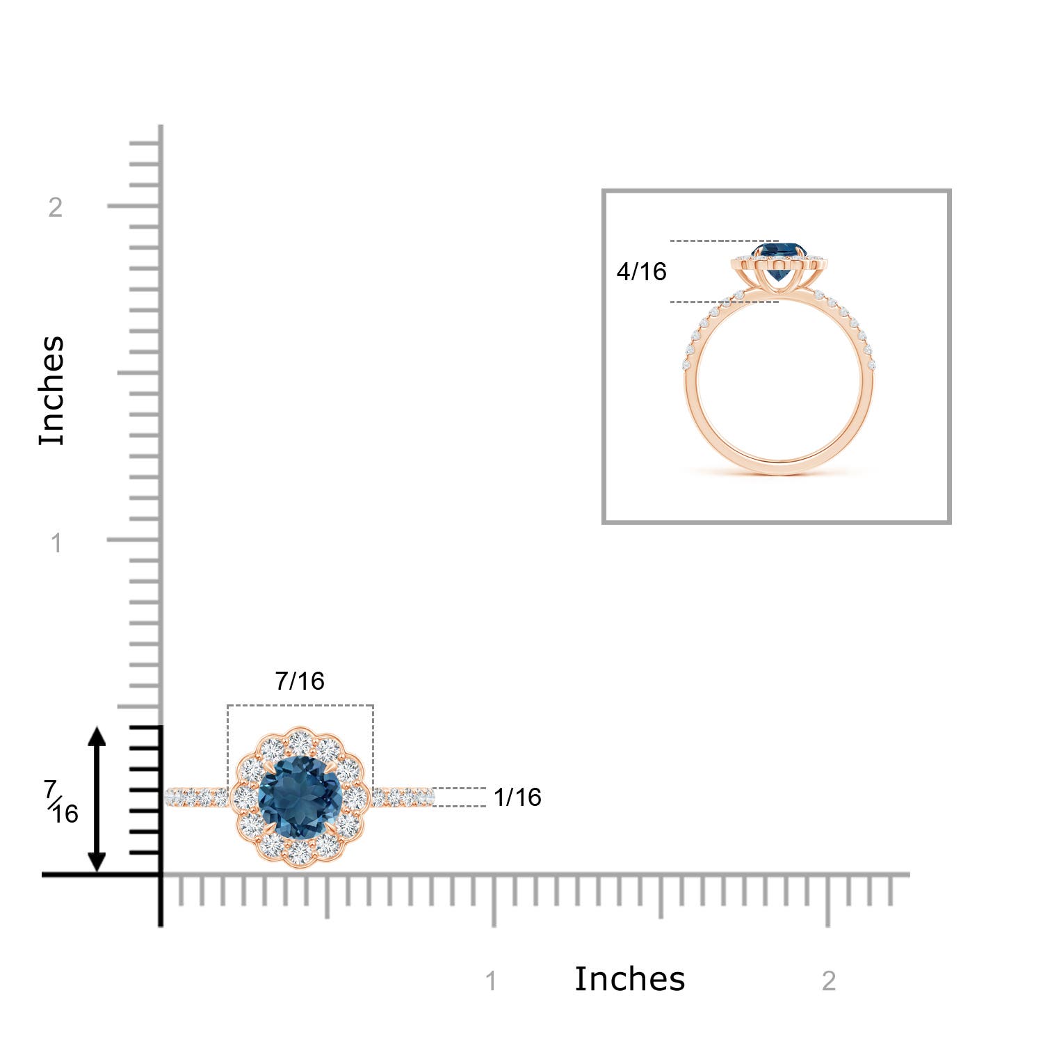 AA - London Blue Topaz / 1.47 CT / 14 KT Rose Gold