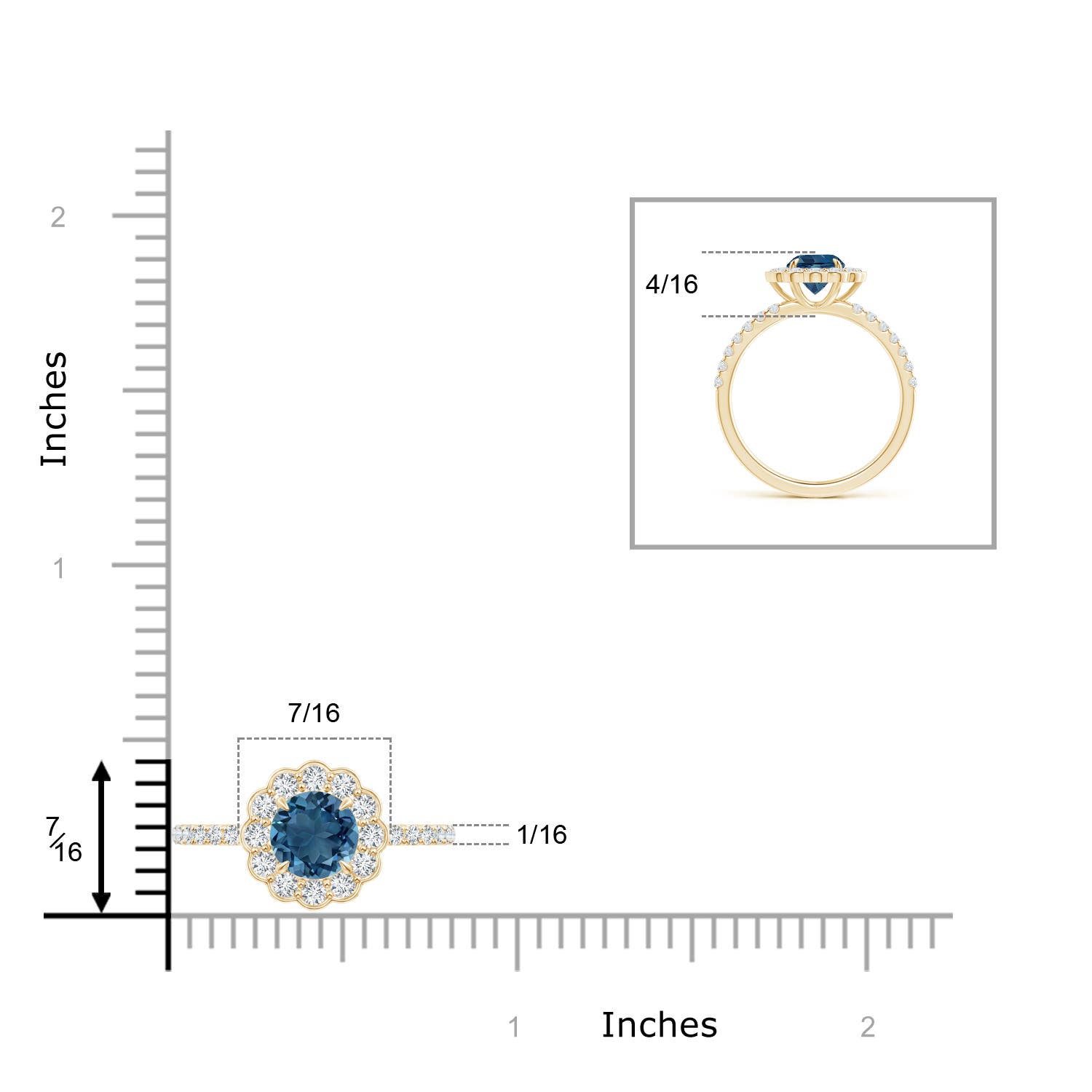 AA - London Blue Topaz / 1.47 CT / 14 KT Yellow Gold