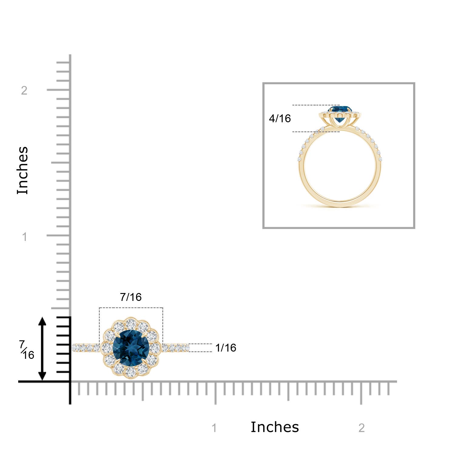 AAA - London Blue Topaz / 1.47 CT / 14 KT Yellow Gold