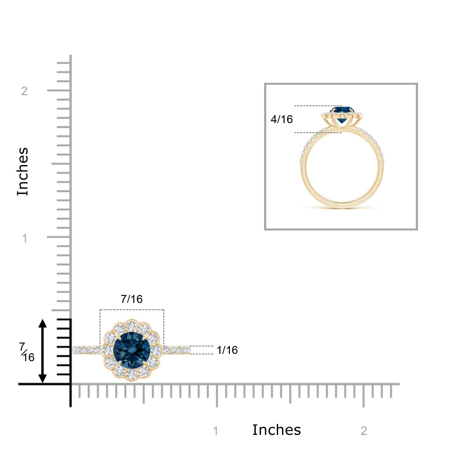 AAAA - London Blue Topaz / 1.47 CT / 14 KT Yellow Gold